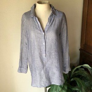 Lucky Brand Linen Long Sleeve Tunic Blouse Top